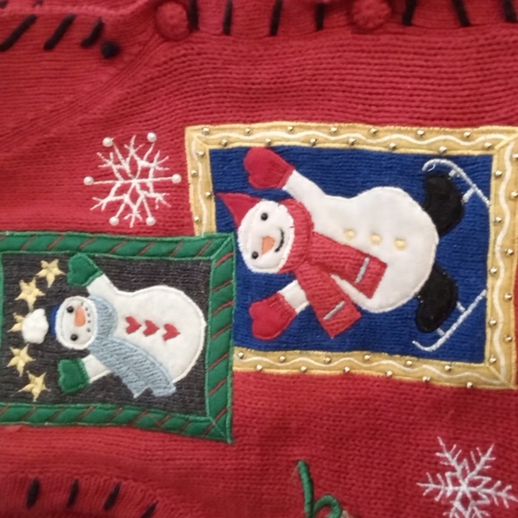Studio Red Festive Snowman Vest Holiday Christmas Womens Suze Large - Picture 6 of 10